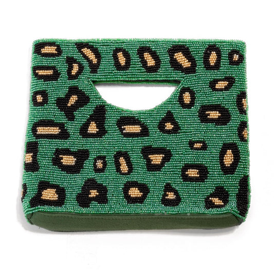 Leopard Print Beaded Handbag