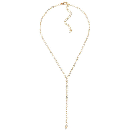 Linked Heart Shaped Chain Link Necklace With Rhinestone Detail