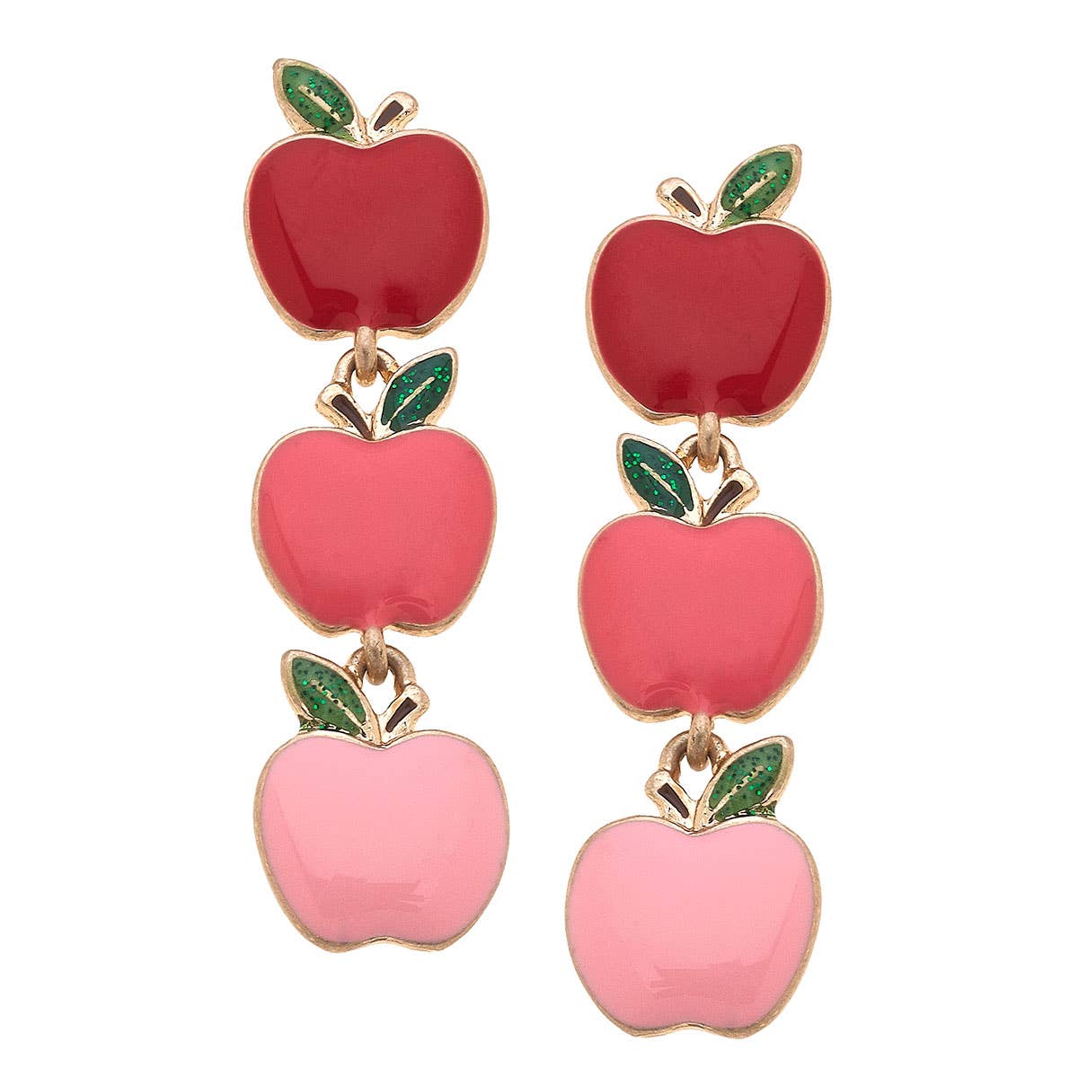 Linked Apples Enamel Earrings