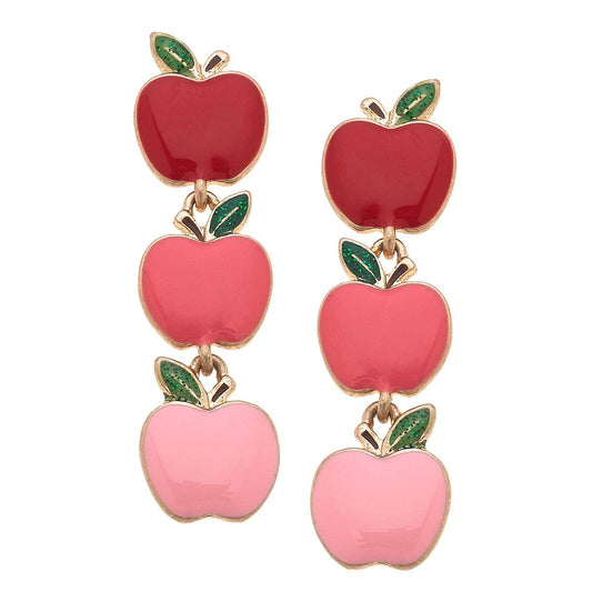 Linked Apples Enamel Earrings