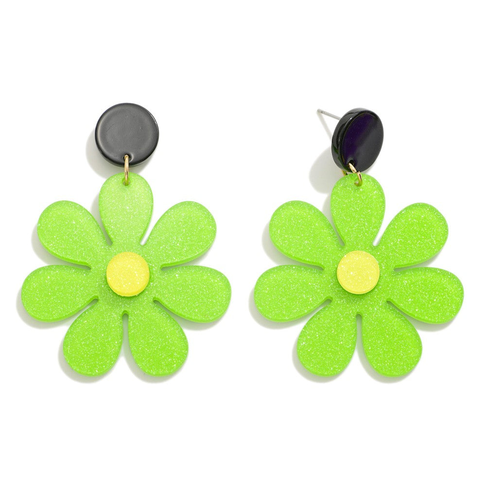 Retro Resin Flower Drop Earrings