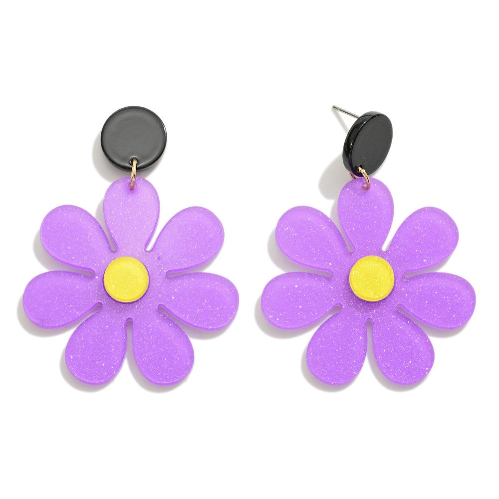 Retro Resin Flower Drop Earrings