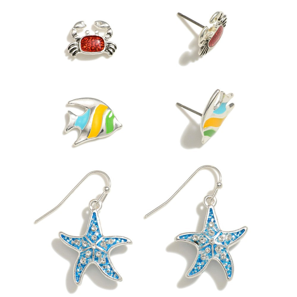 Set of Three Sea Life Earrings