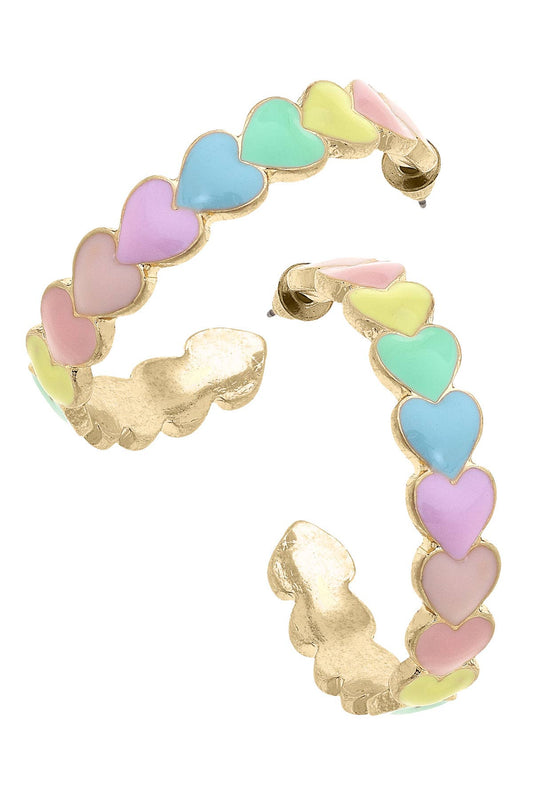 Valentine's Enamel Hearts Hoop Earrings