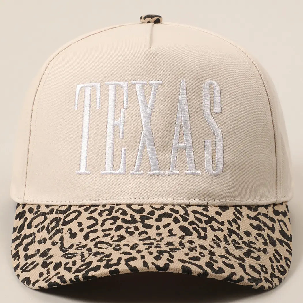TEXAS Embroidery Leopard Trucker Hat