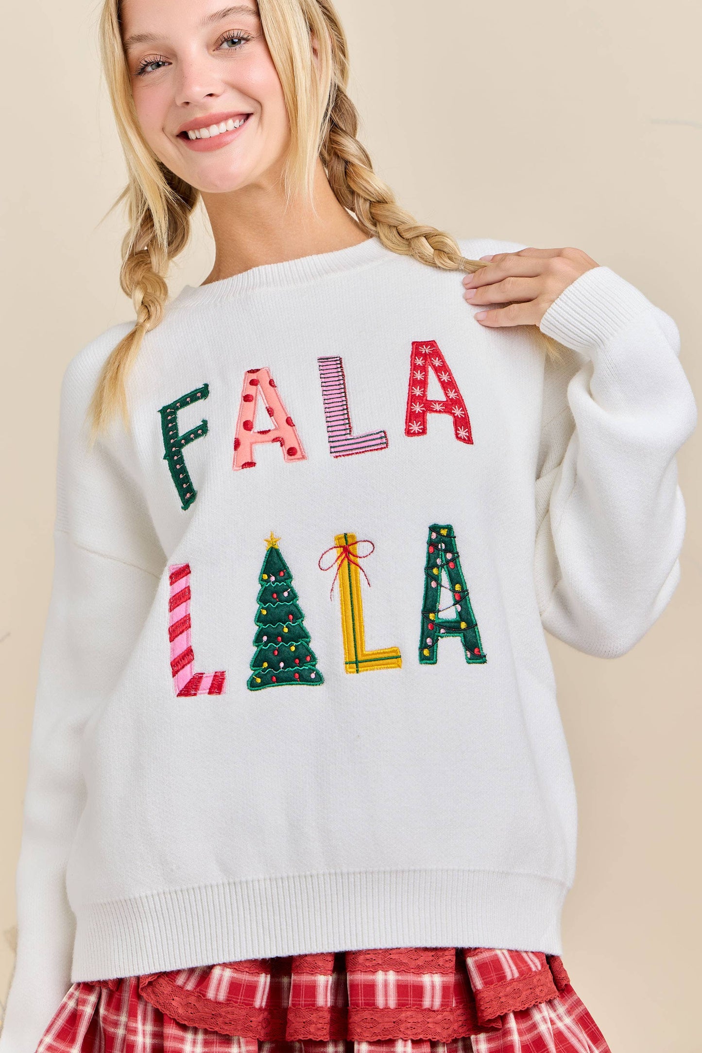 Festive Holiday Falala Embroidered Sweater