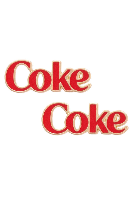 Coke Enamel Logo Stud Earrings