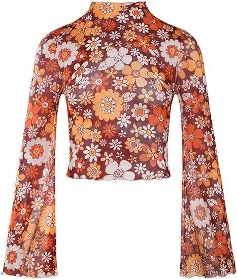 Mesh Cropped Flower Top