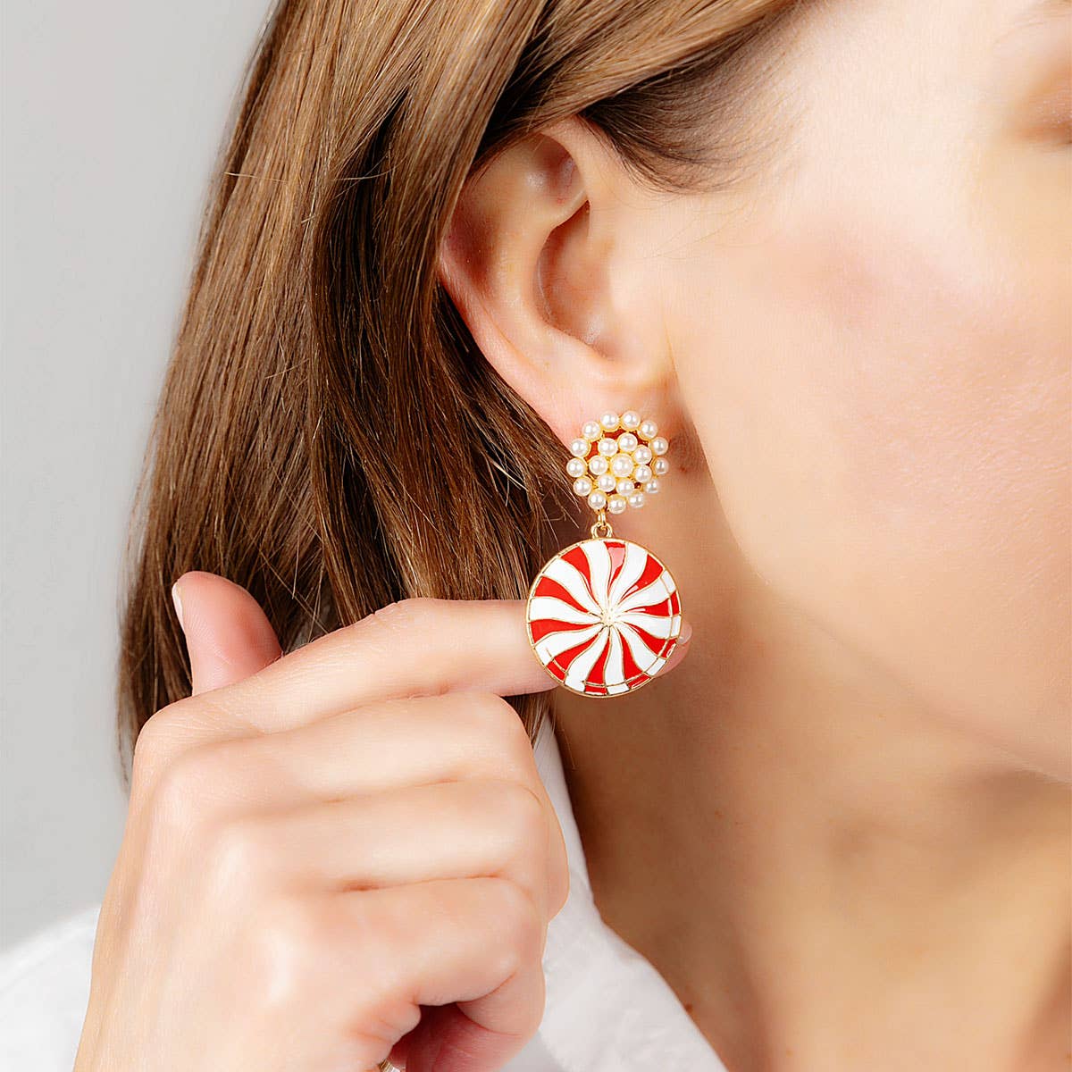 Peppermint Candy Enamel Earrings