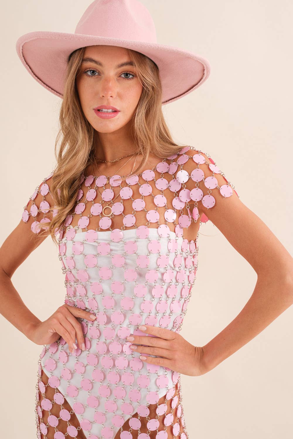 Pink Disc Paillette Dress