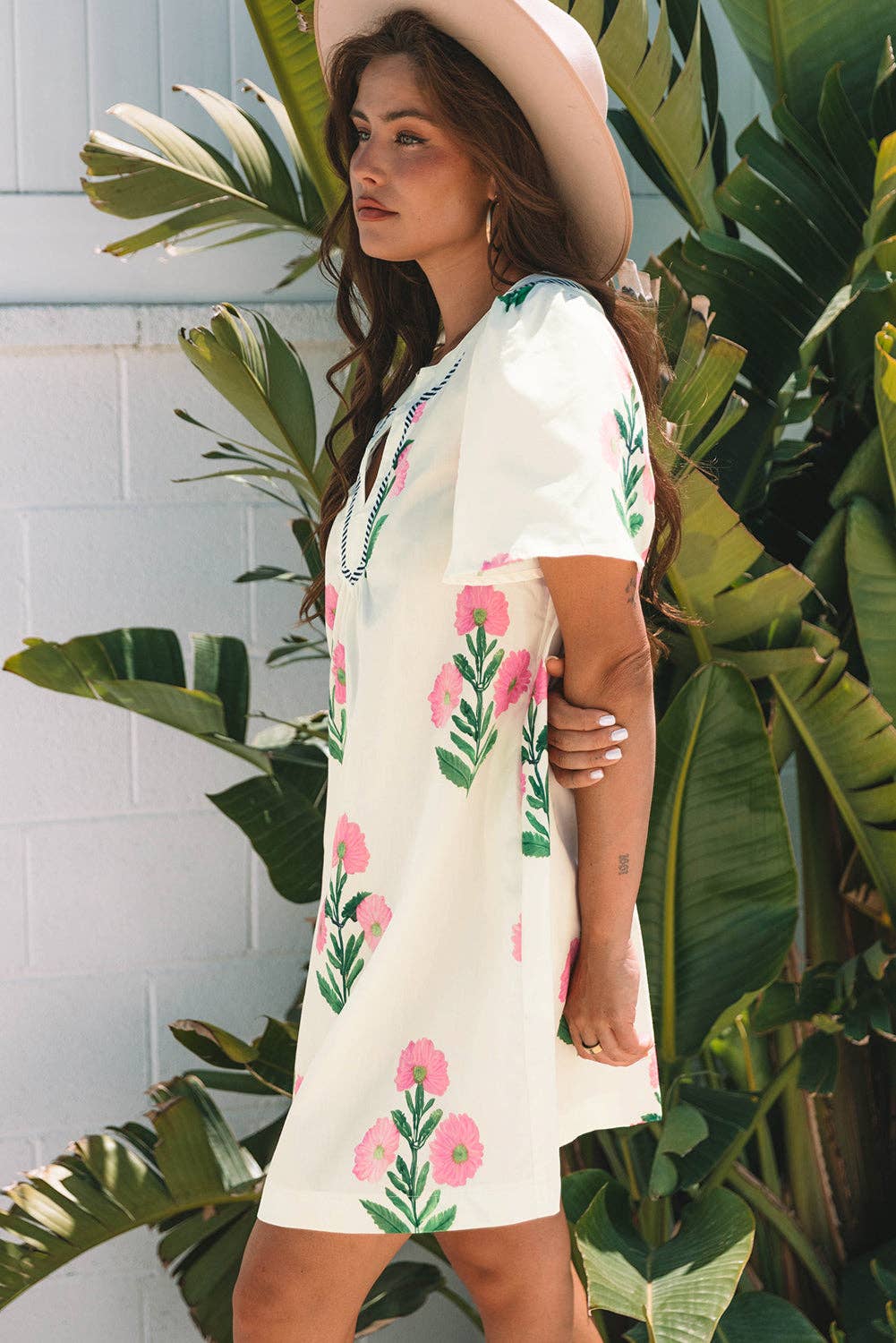 Floral Embroidered Mini Dress