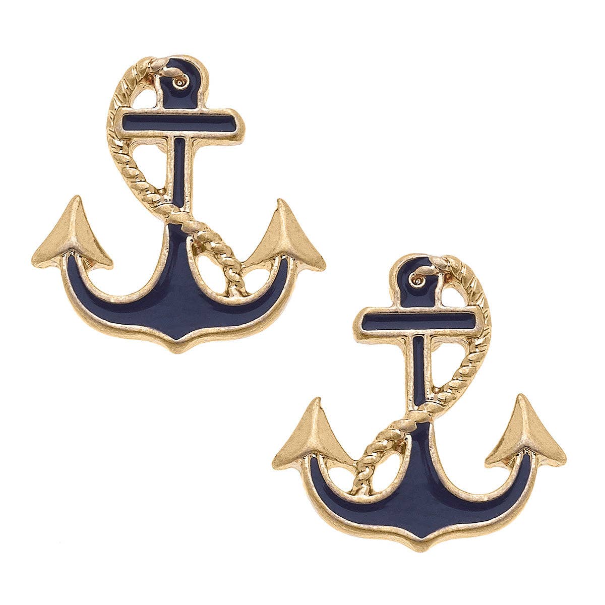 Laura Enamel Anchor Stud Earrings