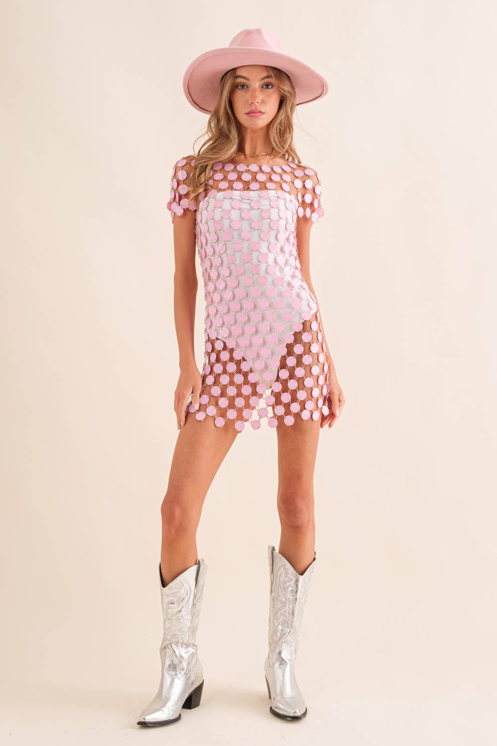 Pink Disc Paillette Dress