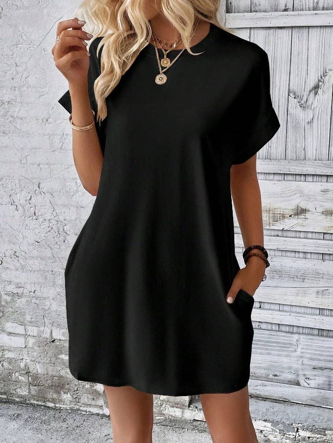 Relaxed Fit Short Sleeve Pocket Dress