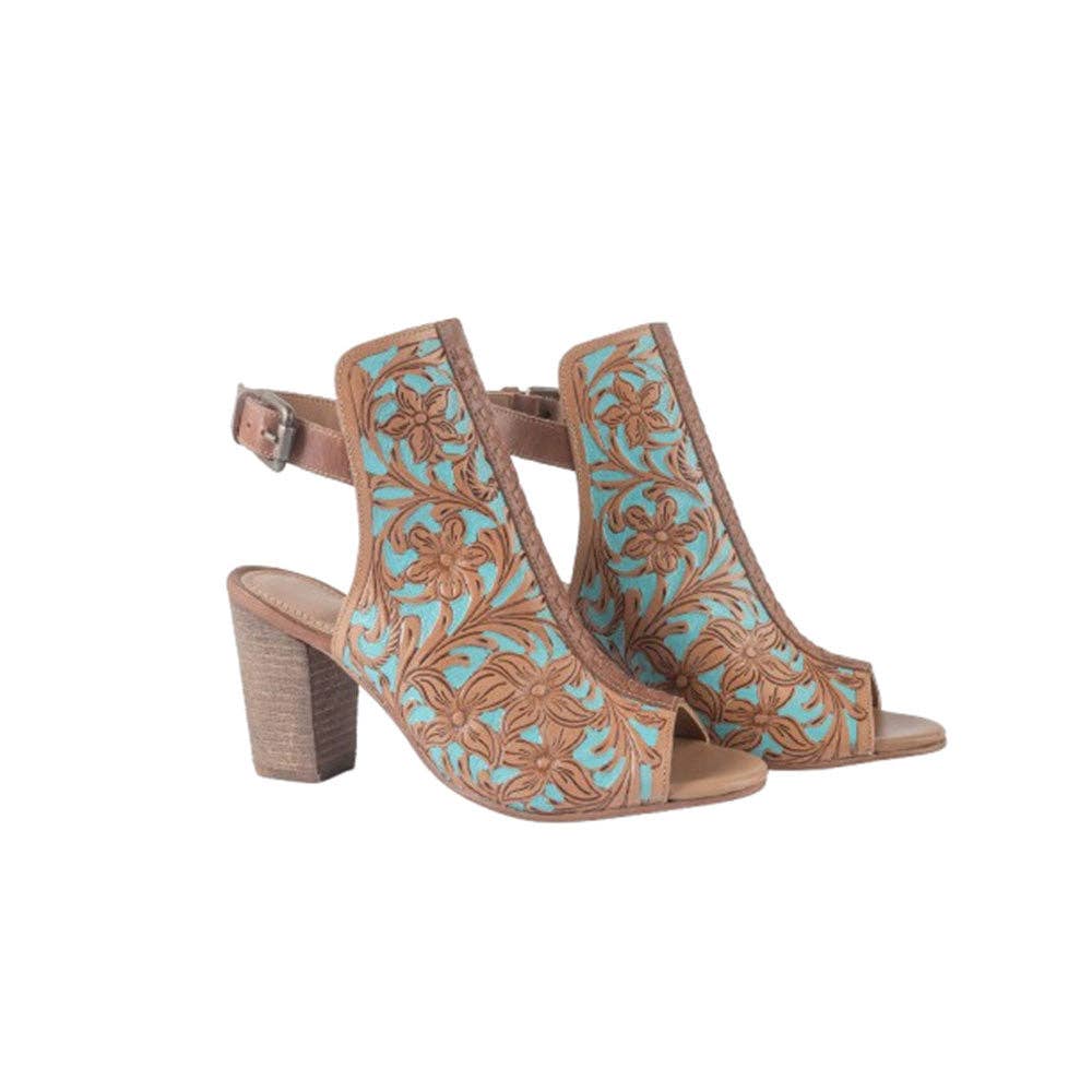 Turquoise Tooled Western Heels
