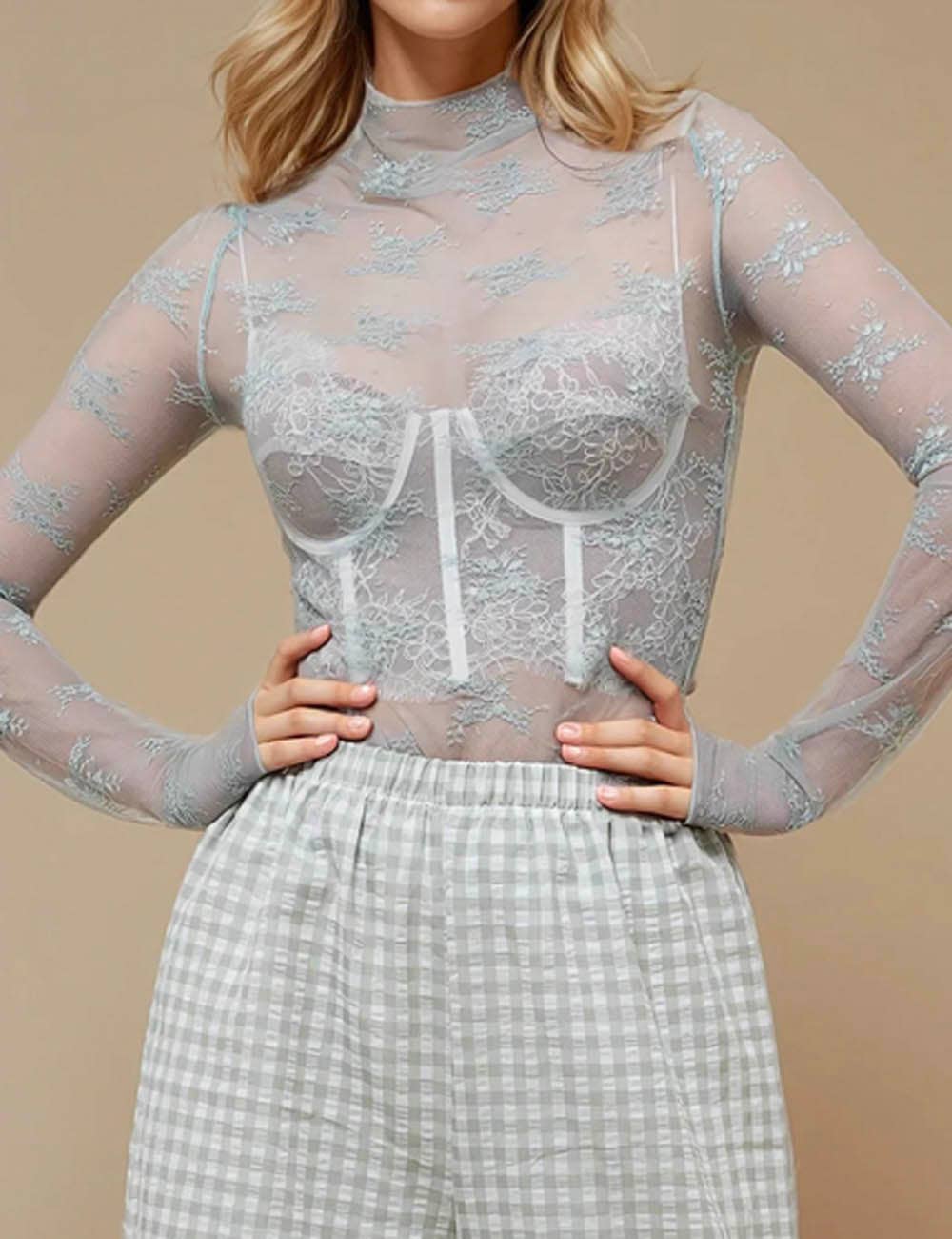 Layering Floral Lace Mesh Top