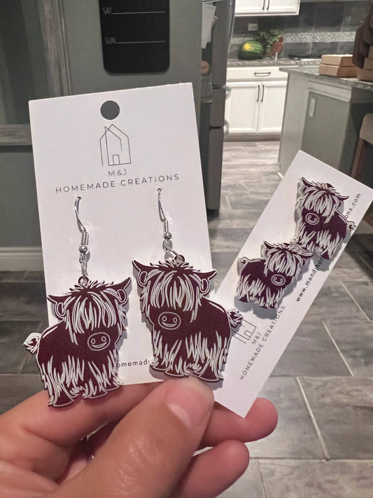 Highland Cow Stud Earrings