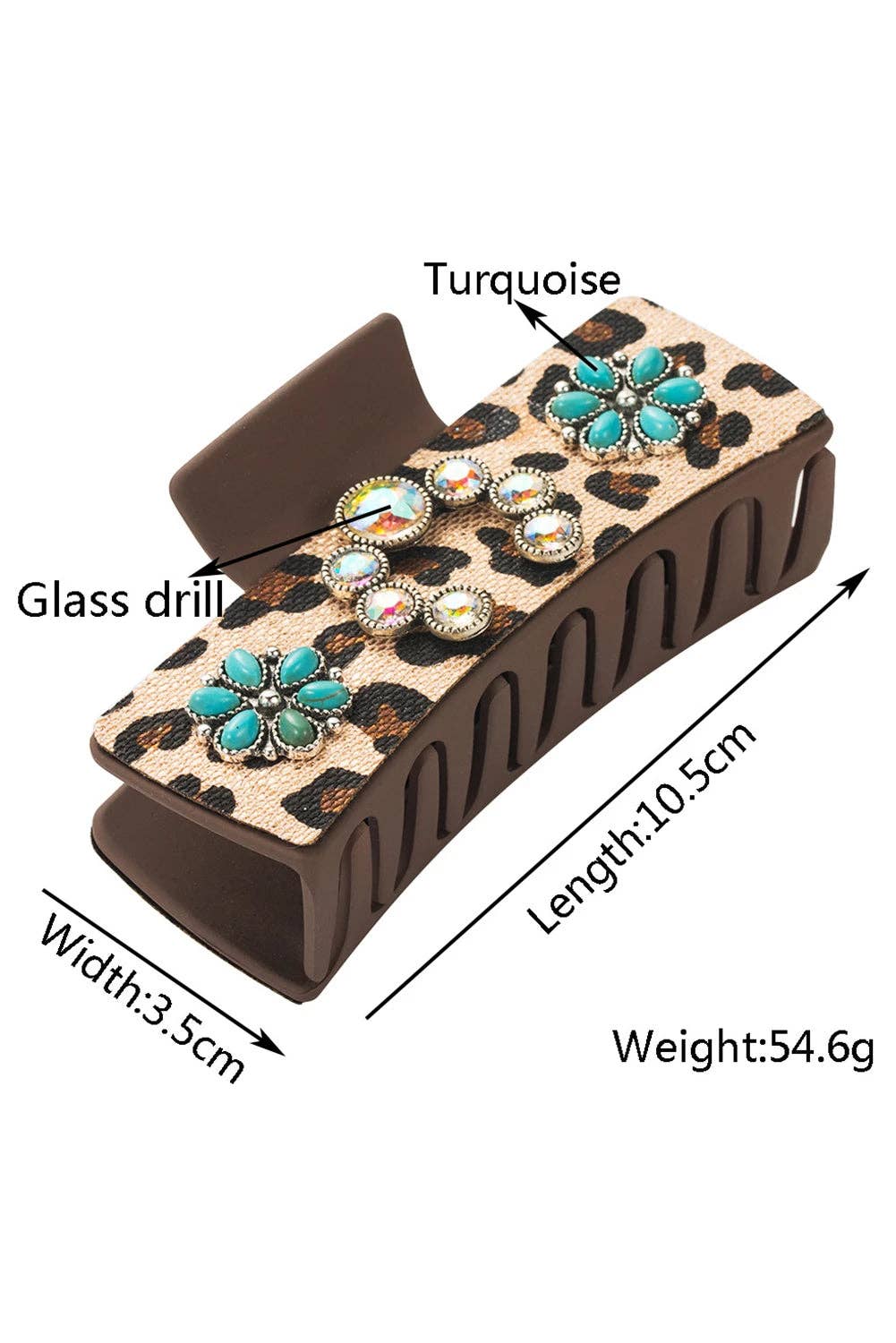 Western Leopard Print Gem Turquoise Hair Clip