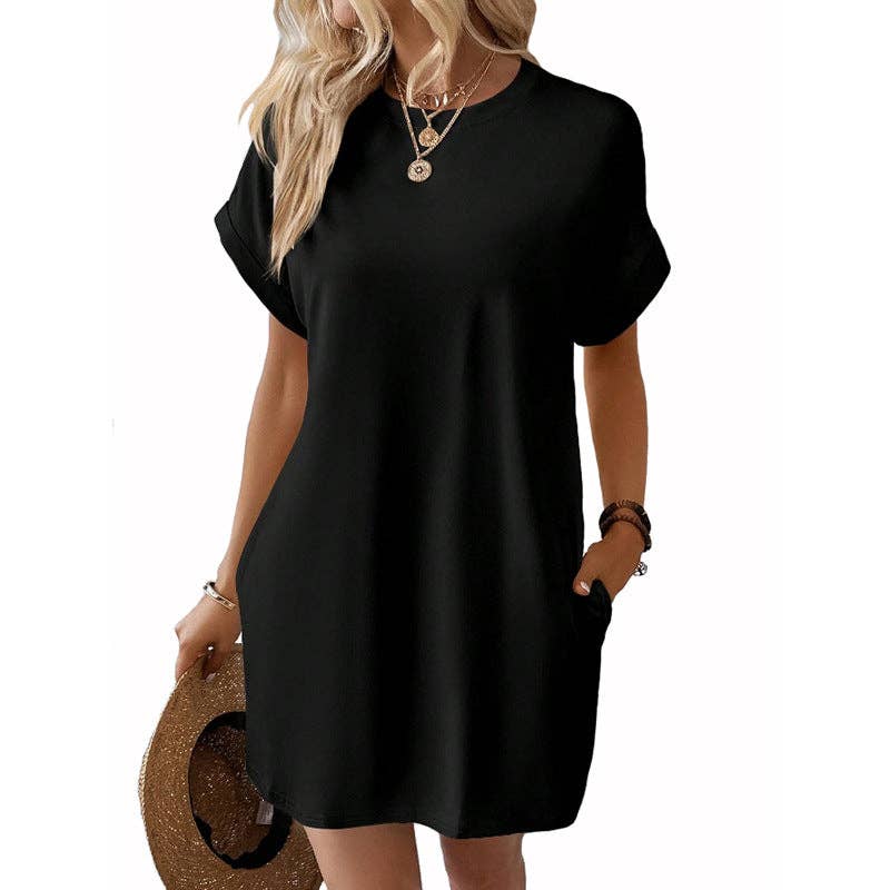 Relaxed Fit Short Sleeve Pocket Dress