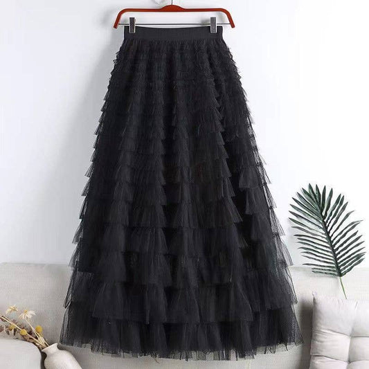 Black Tiered Tulle Maxi Skirt