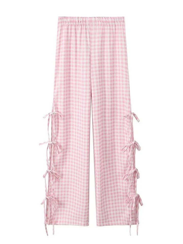 Pink Side Bow Tie Pants