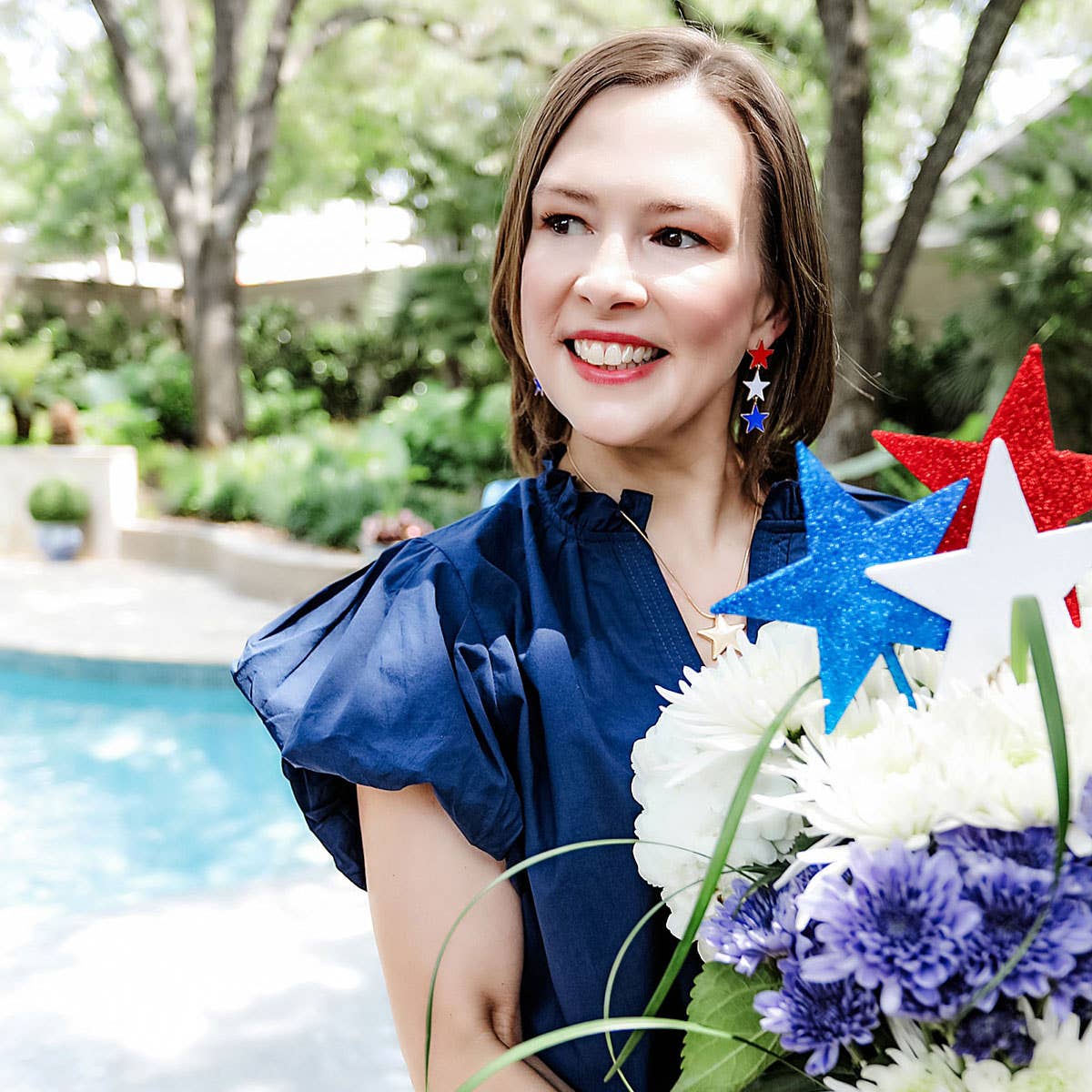 Americana Enamel Stars Earrings