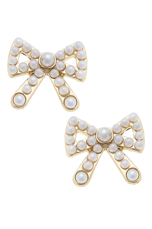 Dawn Pearl Studded Bow Stud Earrings