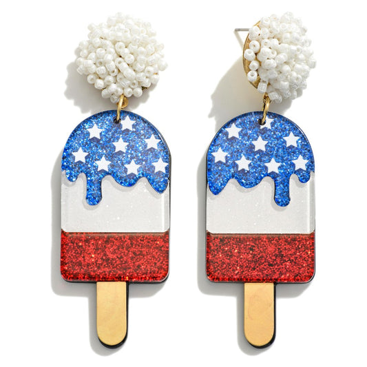 American Glitter Resin Popsicle Earrings