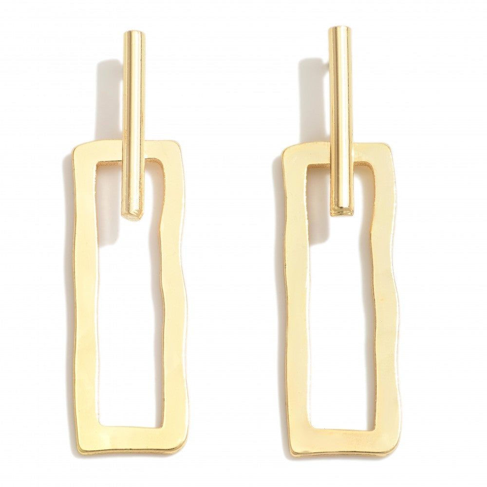 Metal Drop Rectangle Earrings