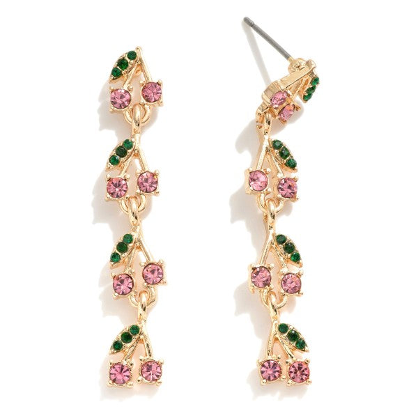 Waterfall Rhinestone Fruit Drop Earrings