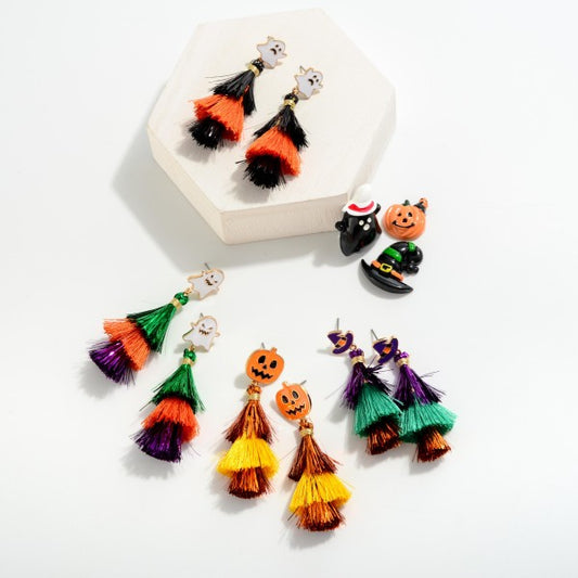 Halloween Drop Earrings With Tassel Detail