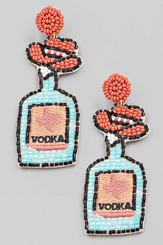 Beaded Vodka Bottle Earrings