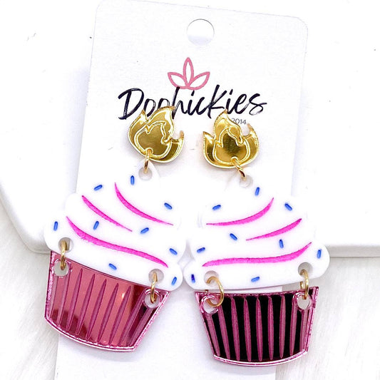 Cupcake Acrylic Dangle Earrings