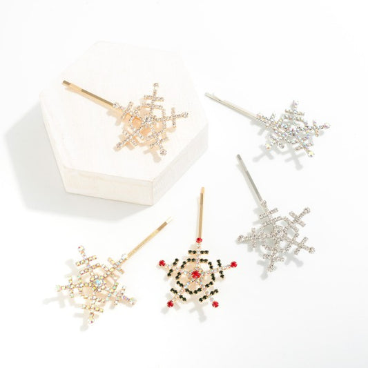 Rhinestone Snowflake Hair Pin