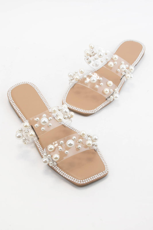 Afia Pearl Jeweled Clear Sandal