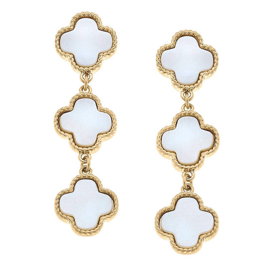 Mother of Pearl Sadie Triple Linked Clover Earrings