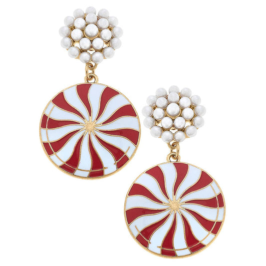 Peppermint Candy Enamel Earrings