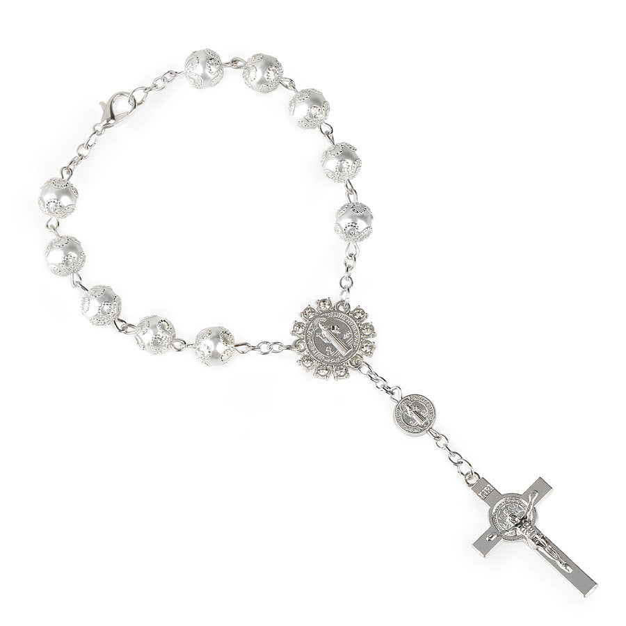 Glass Cross Beaded Rosary Bracelet