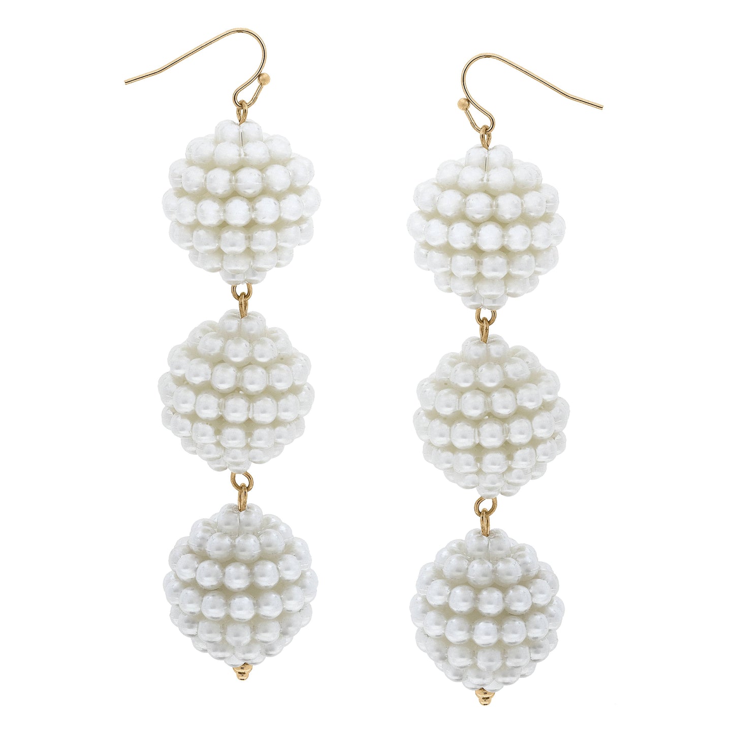 Sally Pearl Beaded Drop Earrings in Ivory