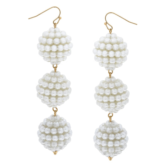 Sally Pearl Beaded Drop Earrings in Ivory