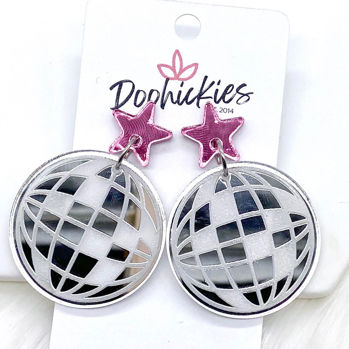 Disco Ball Acrylic Dangle Earrings