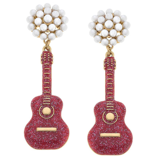 Airica Puckett Style Guitar Earrings in Pink