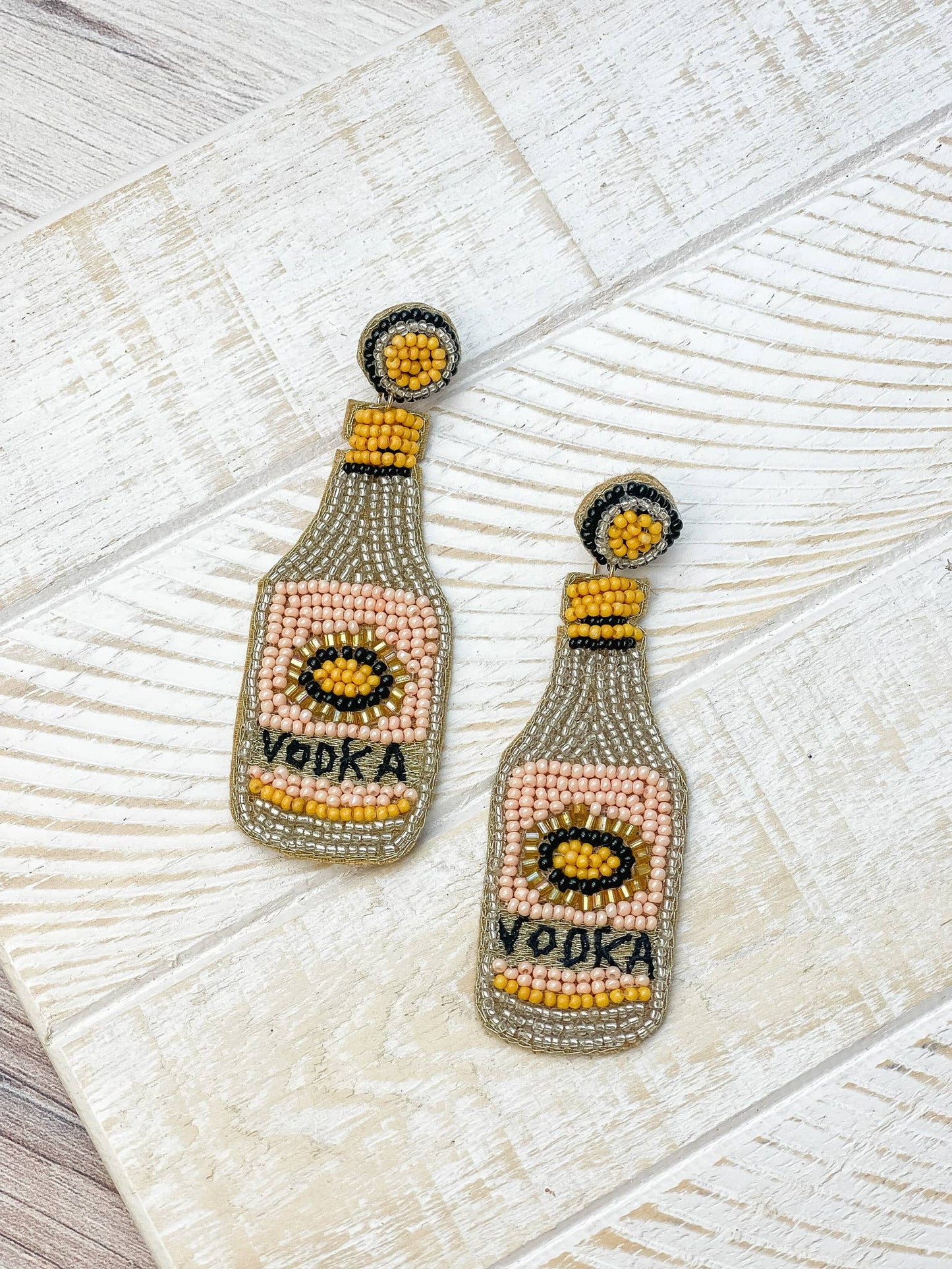 Beaded Vodka Bottle Dangle Earrings