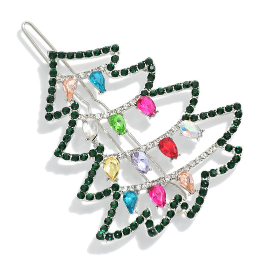 Rhinestone Christmas Tree Hair Pin