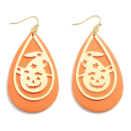 Halloween Leather Teardrop Earrings