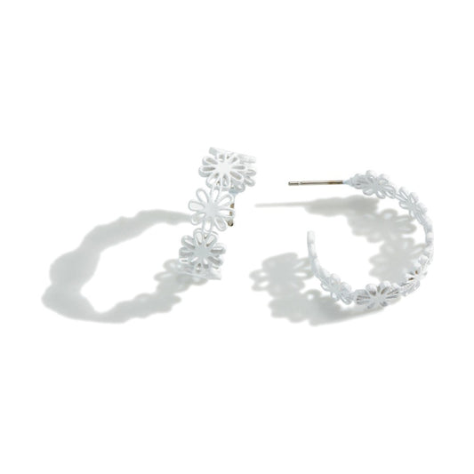 Dainty Flower Hoop Earrings