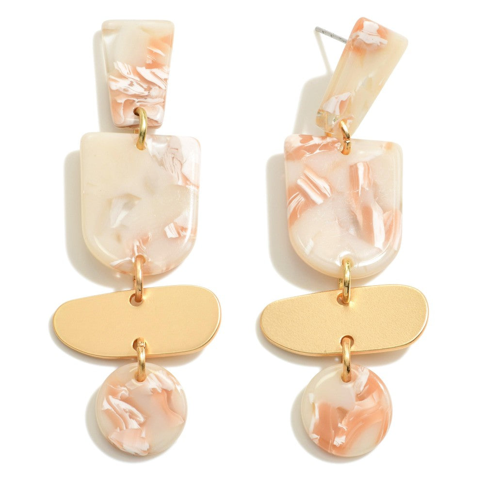 Linked Acetate & Gold Tone Drop Earrings