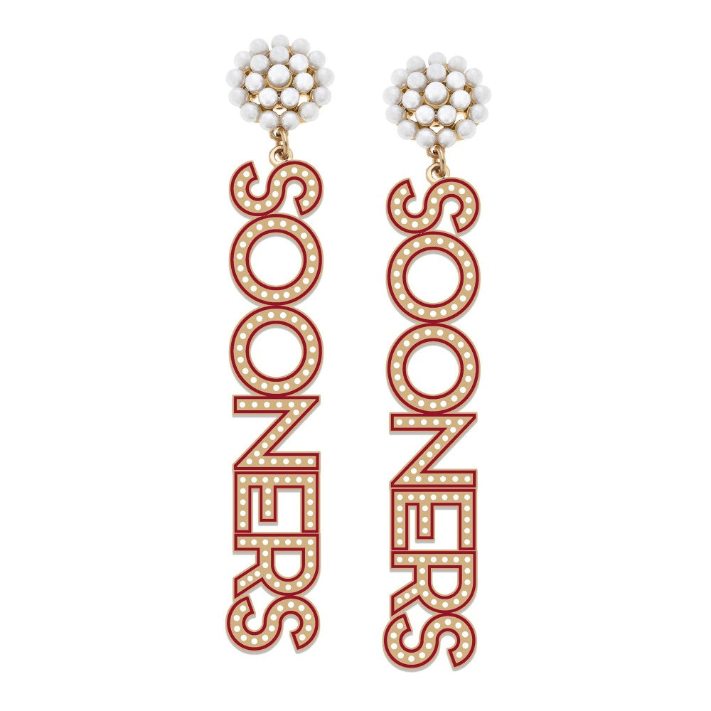 Oklahoma Sooners Pearl Cluster Earrings