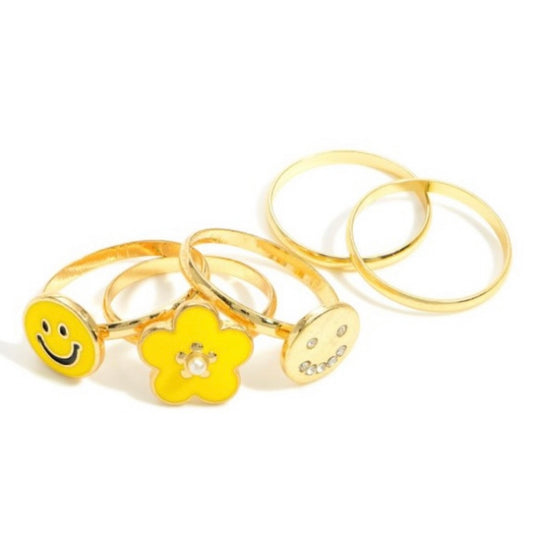 Smiley Face Ring Set