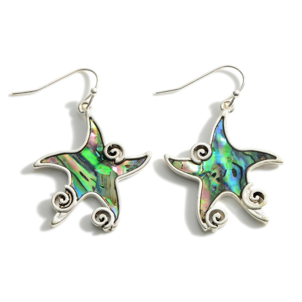 Silver Starfish Drop Earrings